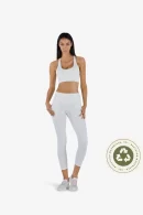YesEco Women's White Activewear Set | Sustainable Padded Sports Bra and Pant with Breathable and Stretchable Fabric: 75% Recycled Nylon, 25% Spandex