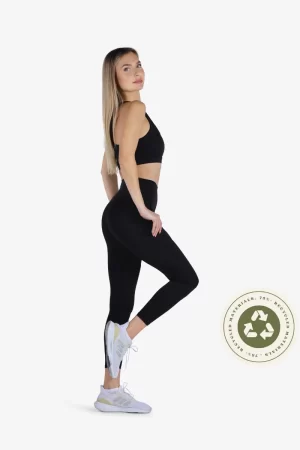 YesEco Women's Activewear Black Stretchable Sports Pant | Perfect for Fitness, Yoga, Running, Pilates, Gymwear and Hiking | Sustainable Fabric: 75% Recycled Nylon, 25% Spandex (Only Sports Pant)