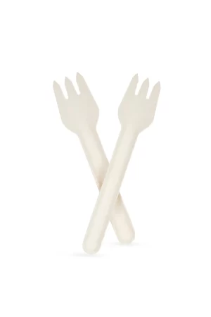 YesEco 50 Pcs  Disposable Bagasse fork (White color) Ideal for Kids Birthday, Wedding, Travel & Party