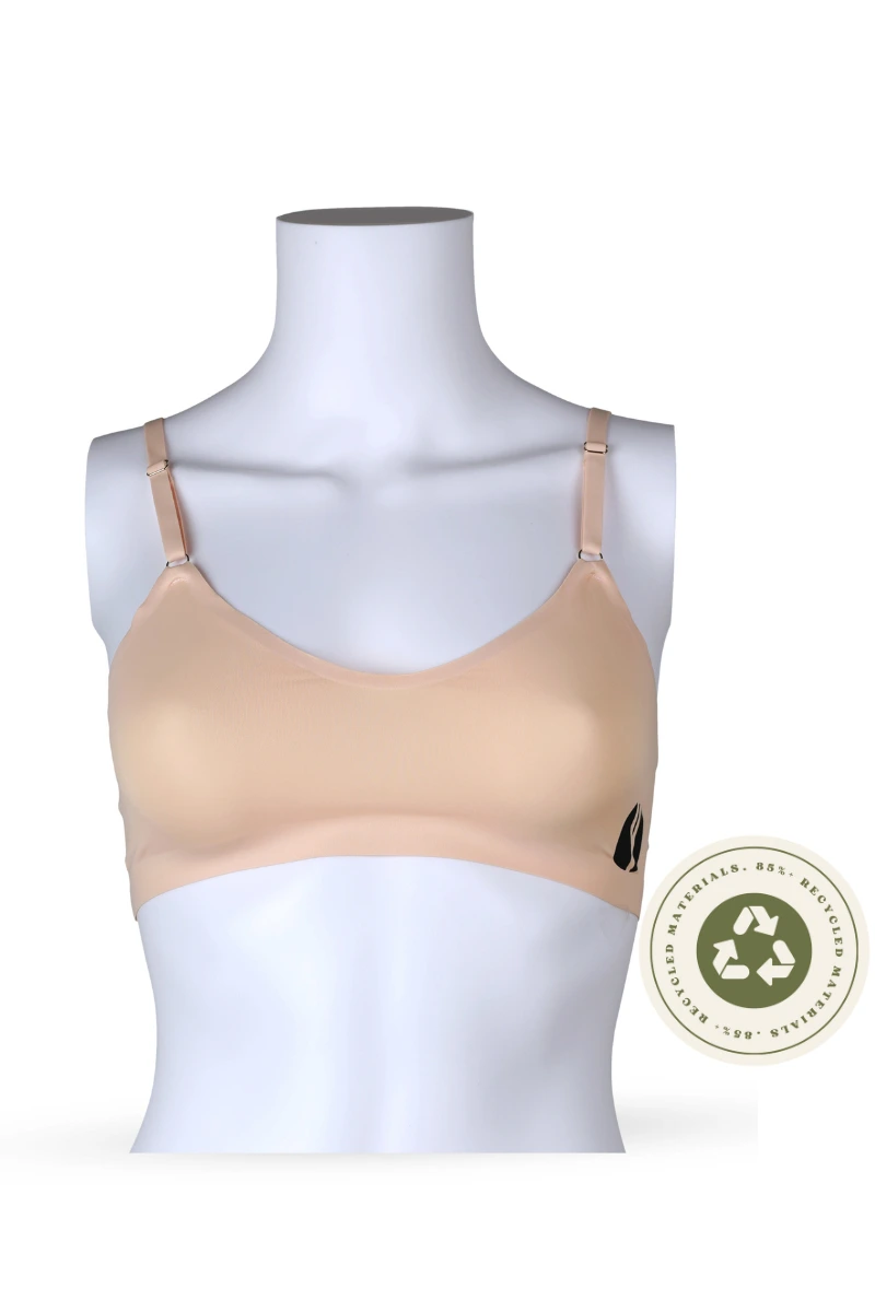YesEco Women's Nude Innerwear Seamless Bra | Comfortable, Soft, Stretchable and Lightweight | Sustainable Fabric | 85% Recycled Polyamide, 15% Elastane